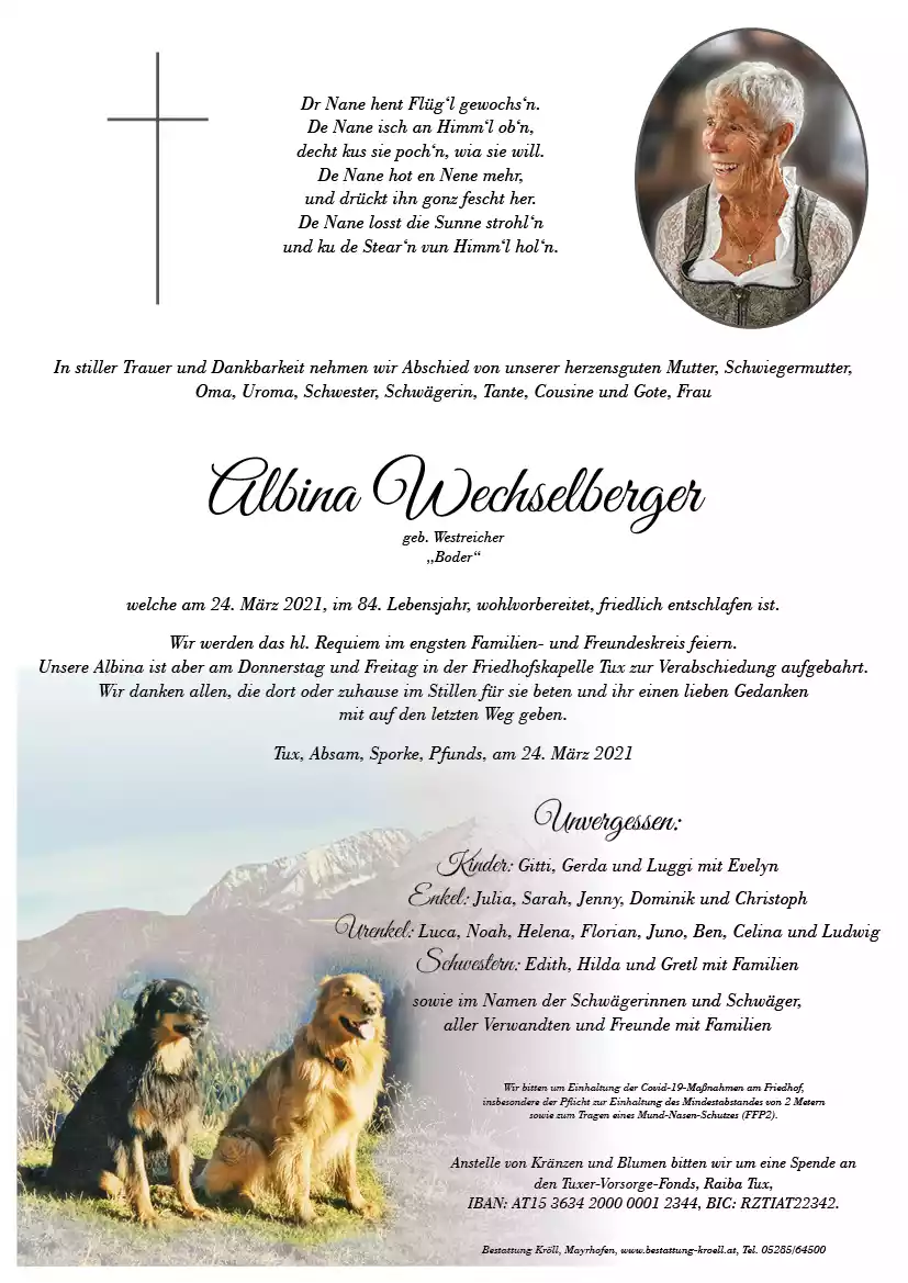 Parte von Albina Wechselberger